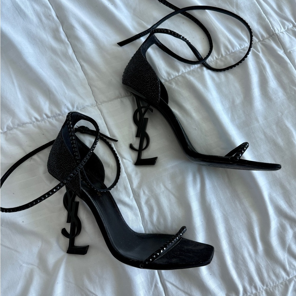 Yves Saint Laurent Black Strappy Heels